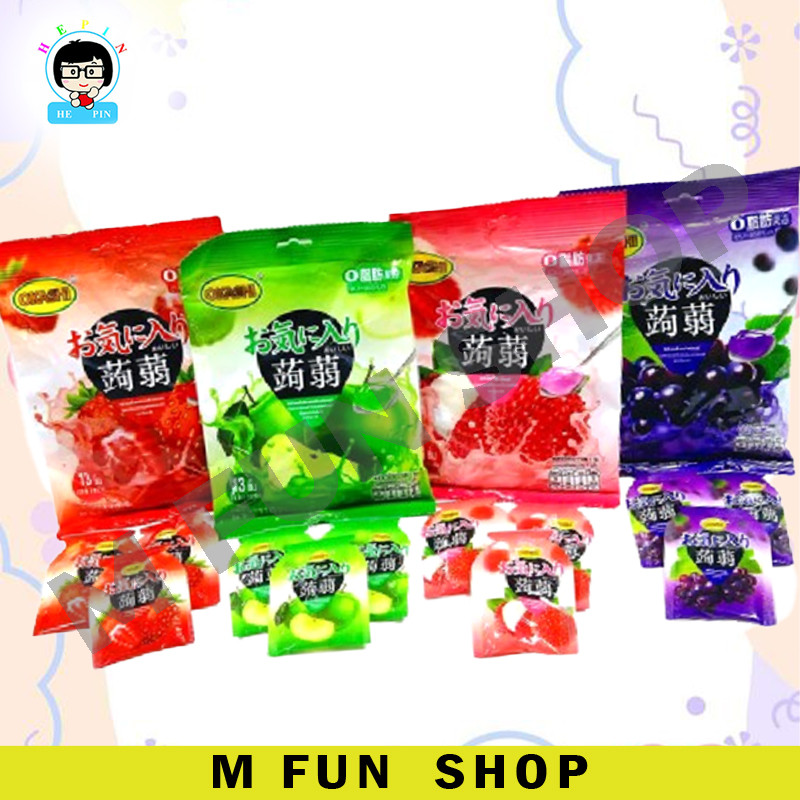 *Ready Stock* 1 Pack = 13 Pcs Okashi Chewy Konjac Jelly Strawberry / Apple / Lychee / Grape Flavor