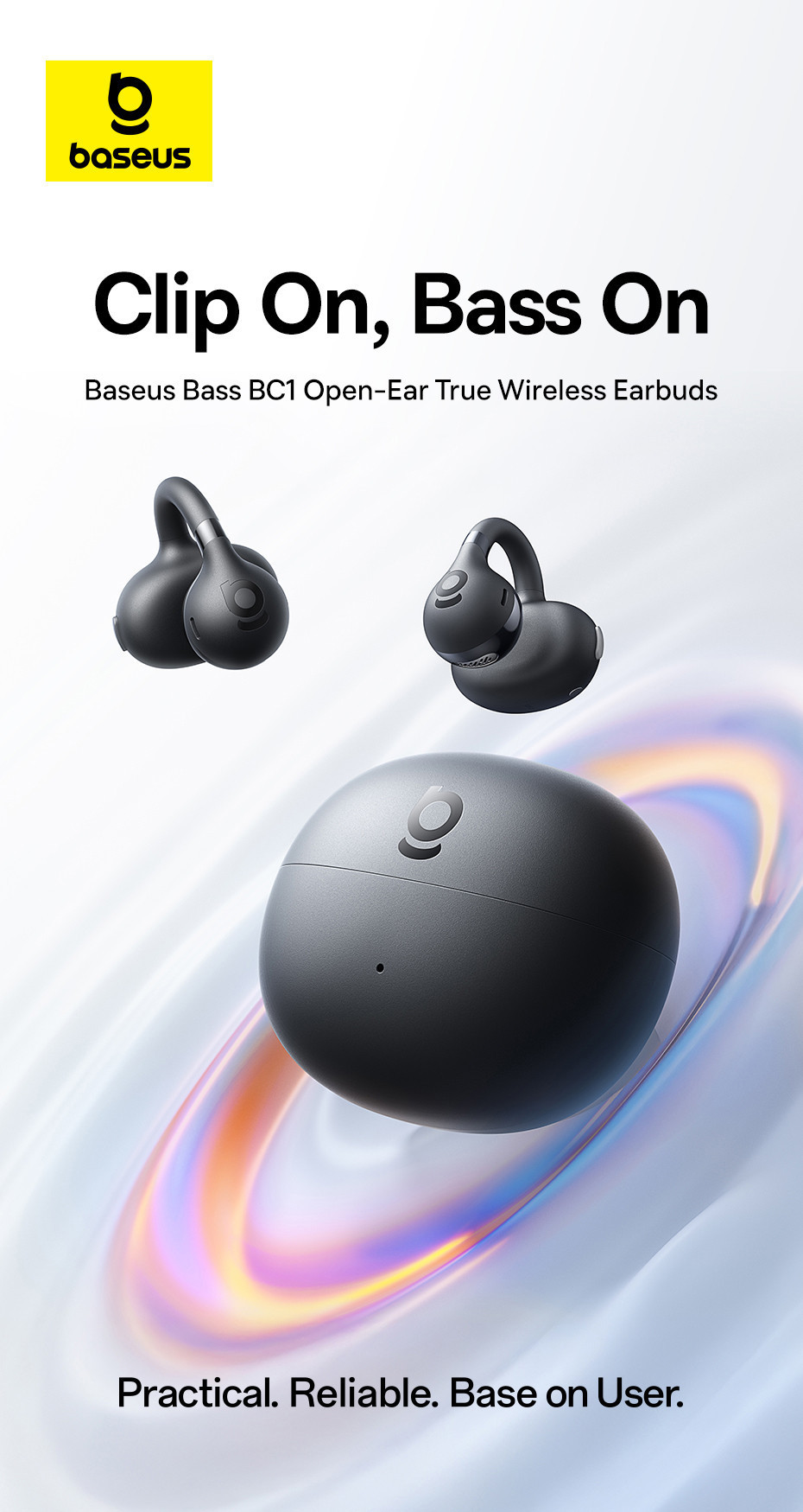 Baseus BC1 Ear Clip Earbuds Open Ear Wireless Earphones Bluetooth 6.0 4 ...