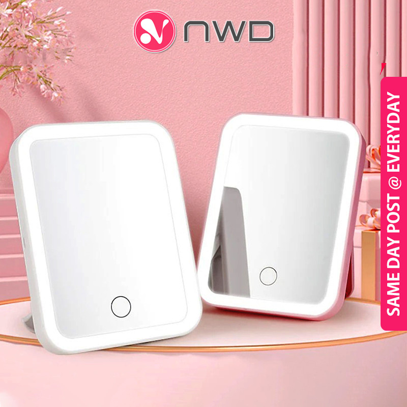 《 》Rechargeable LED Light Makeup Mirror Portable Foldable Vanity Beauty Cosmetic Mirror Cermin Lampu 化妆镜