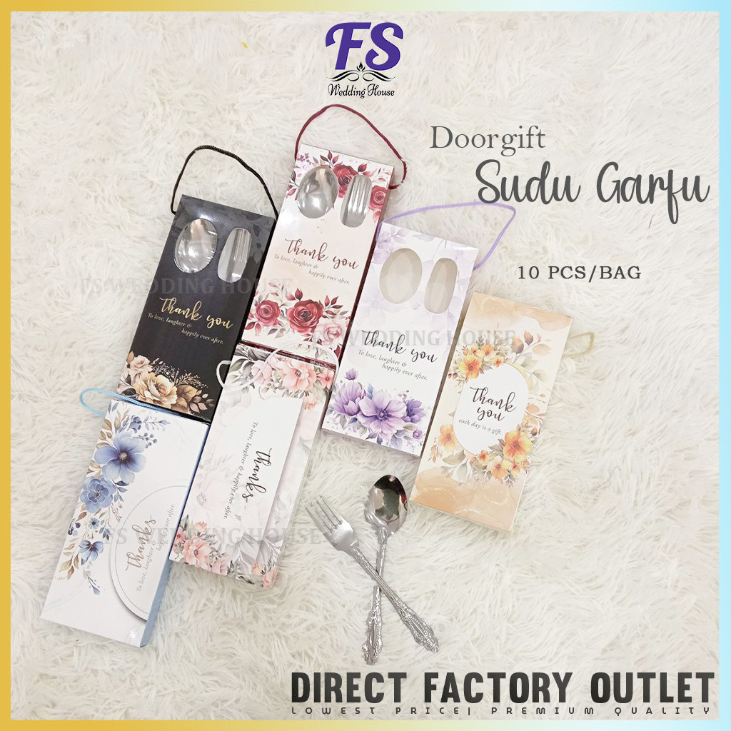 10SET SUDU GARFU SET DOORGIFT/WEDDING DOORGIFT/FORK AND SPOON/HADIAH KENDURI/HANTARAN KENDURI/TW5827/PREMIUM DOORGIFT