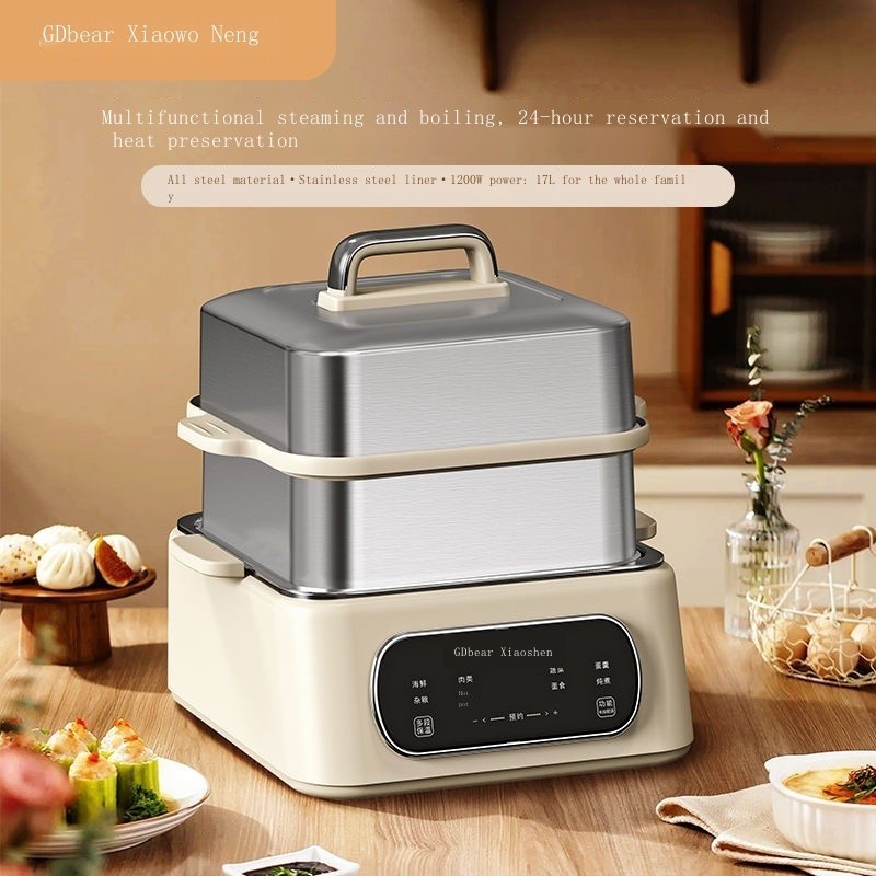 Xiaowoxiong Stainless Steel Steamer Electric Steamer Multi-functional Household Small Multi-layer Large-capacity Steam P