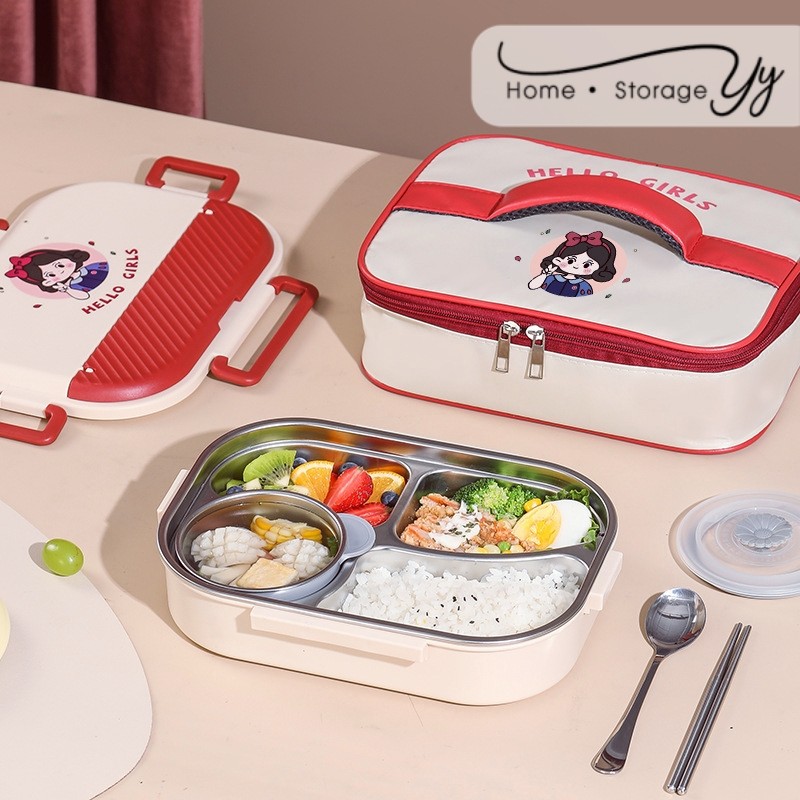 Johor Seller | Lunch Box Stainless Steel 304 Food Container Lunch Box with Cutlery Bekal Makanan
