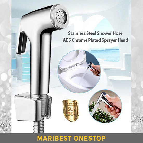 BRASSCO ABS Hand Bidet Sprayer & 304 Stainless Steel Shower Hose Set for Bathroom Toilet