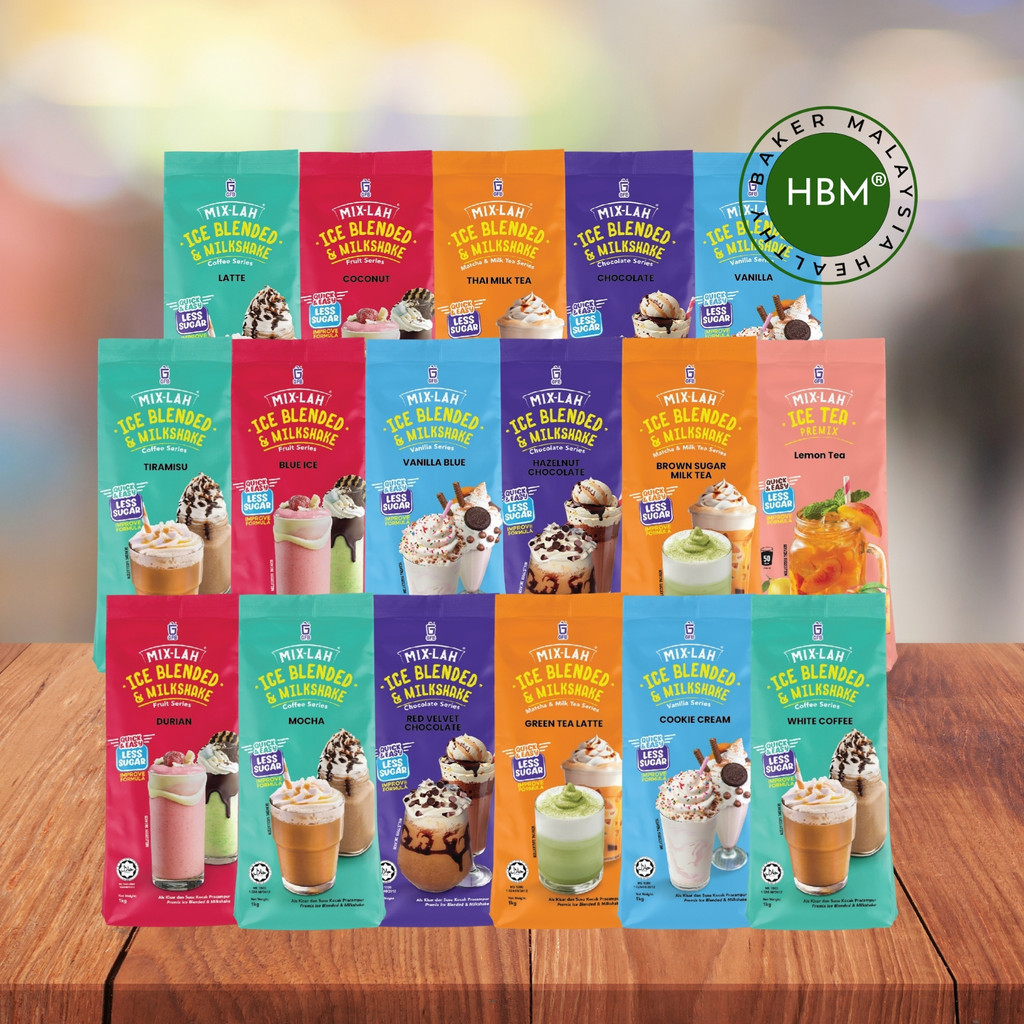 GFB Mix-Lah Ice Blended & Milkshake / Frappe Beverage Premix Powder 1kg / Halal / Serbuk Minuman