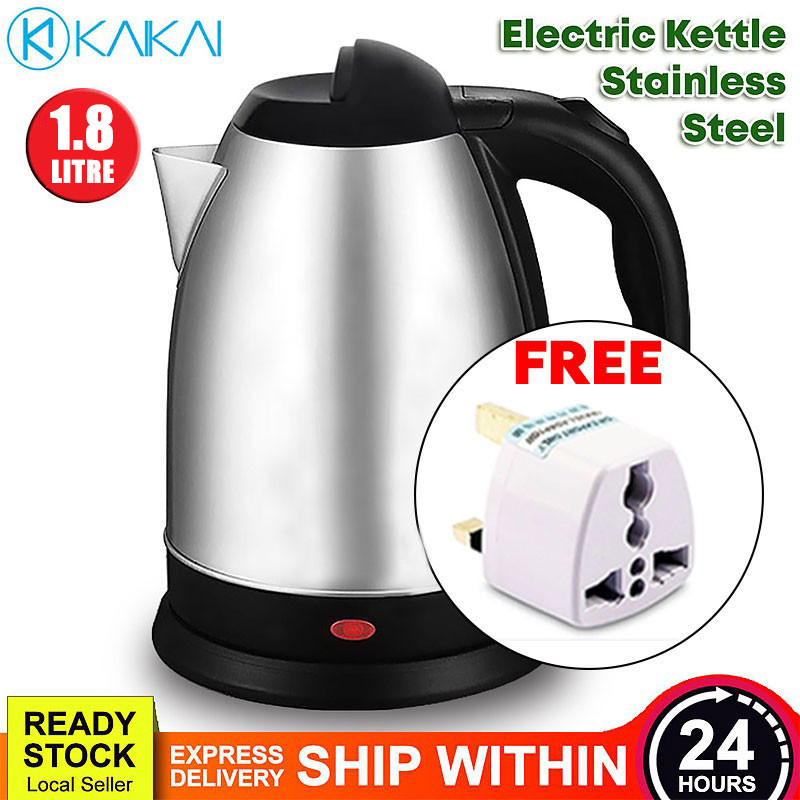 PROMO Stainless Steel 1.8L Electric Kettle Overheat Protection 1500 Watt Fast Water Heater Boiler Auto Shut Off