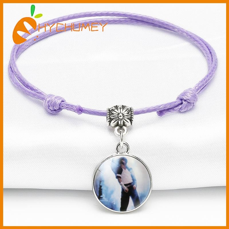 Jackson Fashion Michael Memorial Bracelet Adjustable Purple Gemstone Hand Jewelry