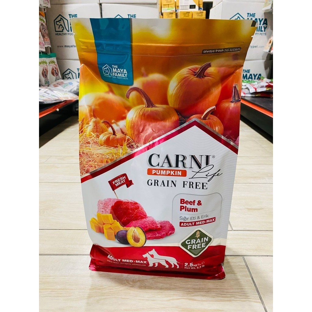 CARNI LIFE PUMPKIN GRAIN FREE BEEF & PLUM ADULT MED-MAX DOG FOOD 2.5KG MAKANAN ANJING /狗粮