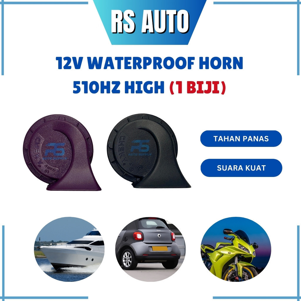 Sebiji 12v Waterproof Universal Lorry Boat Car Motorbike Loud Sound Horn Hon Kuat Motor Kereta 510Hz High (1 pc)