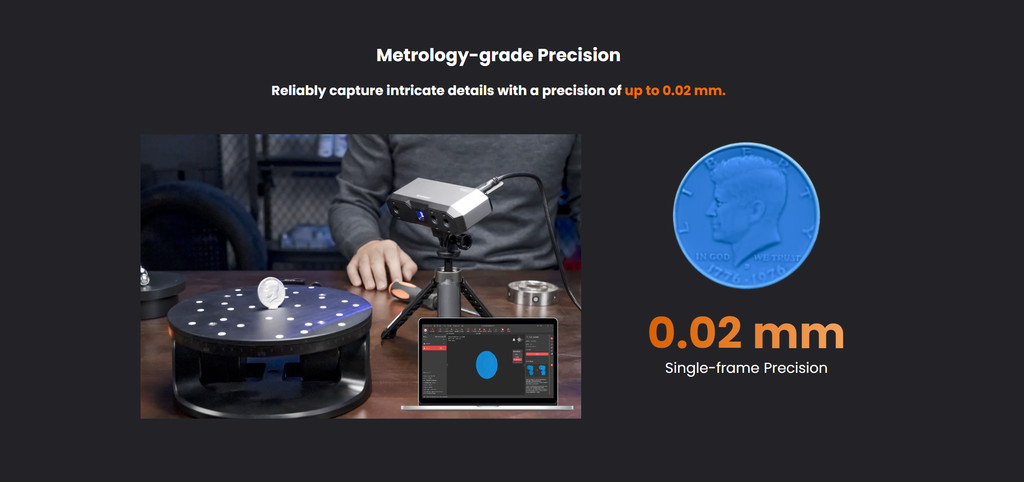 Revopoint mini 2 advanced edition, mini 2 3d scanner high precision blue light 3d scanner, light portable 3d scanner