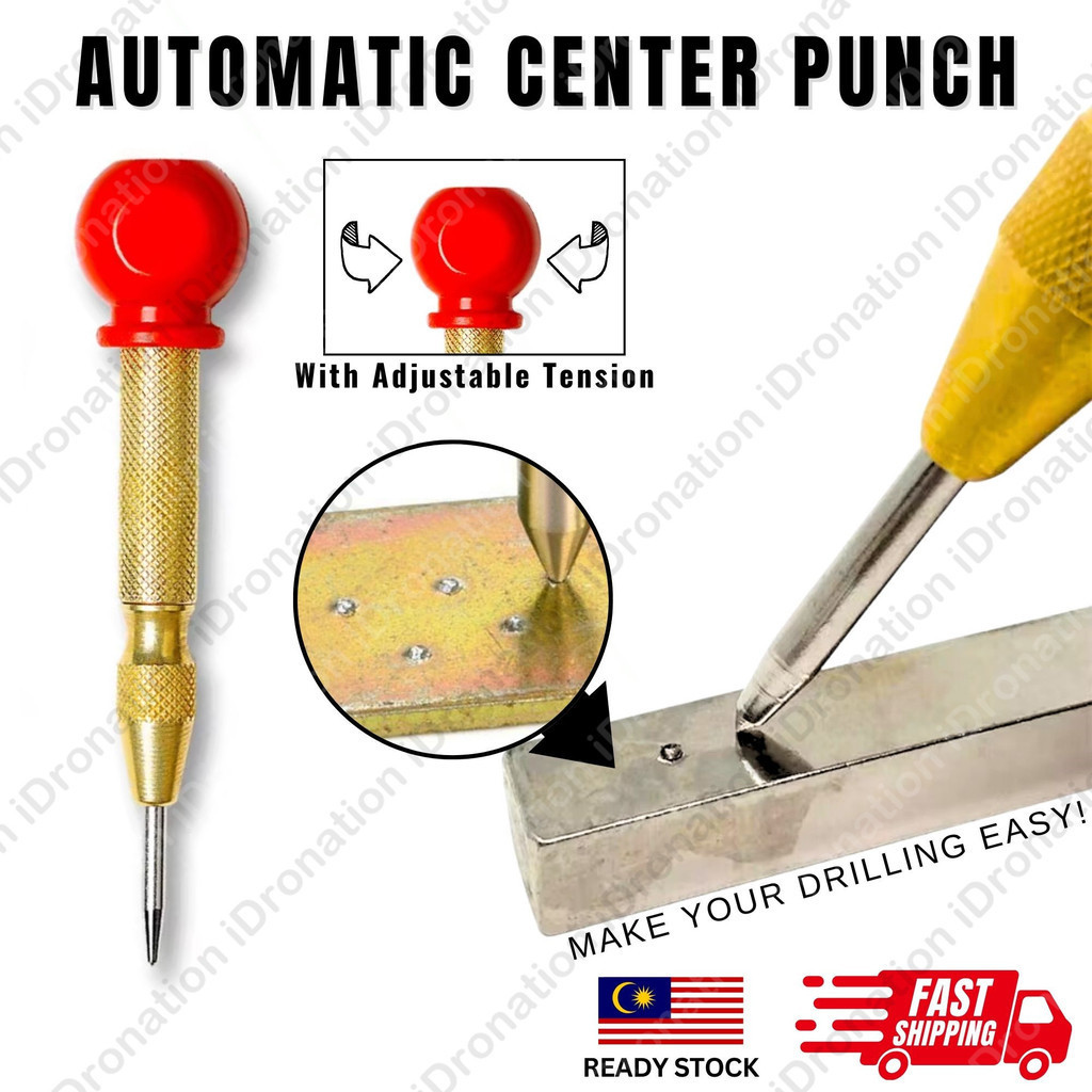 Automatic Punch Center Pin Spring Loaded Marking Starting Holes Tool Woodwork For Drilling Metal Wood Plastic Glasses