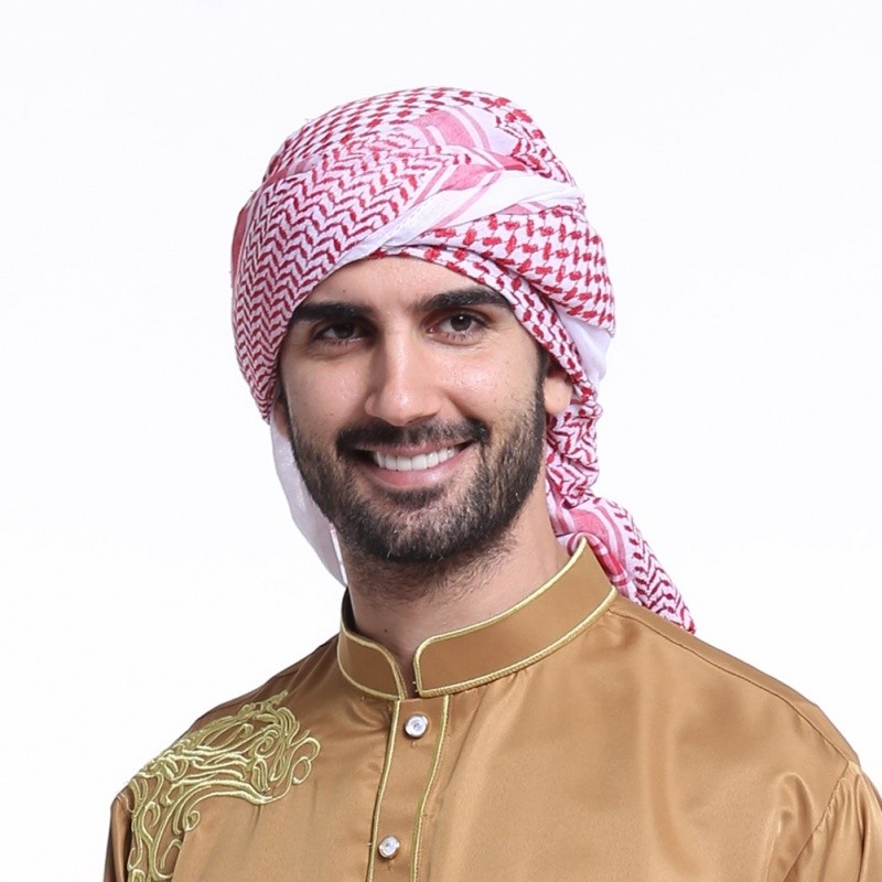 Muslim New Style All-Match Men's Headscarf Dubai Travel Square Scarf Saudi Arabian Headwear Fashion Trend All-Match