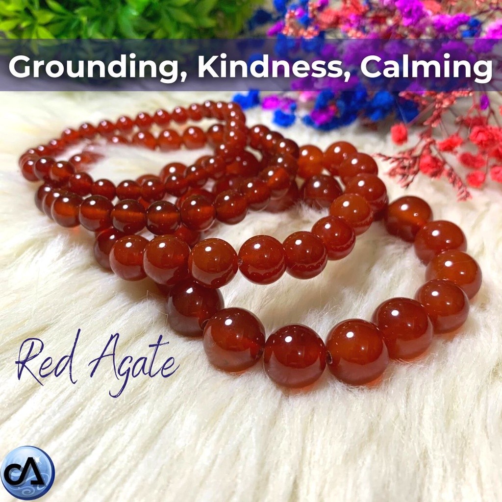 Red Agate [GROUNDING AND KINDNESS] Bracelet (6mm/8mm/10mm/12mm - Brazil) Authentic Crystal