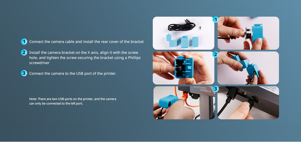 Anycubic kobra 3 camera, live view camera for kobra 2 series kobra 3 supervision real time monitoring camera for kobra 3