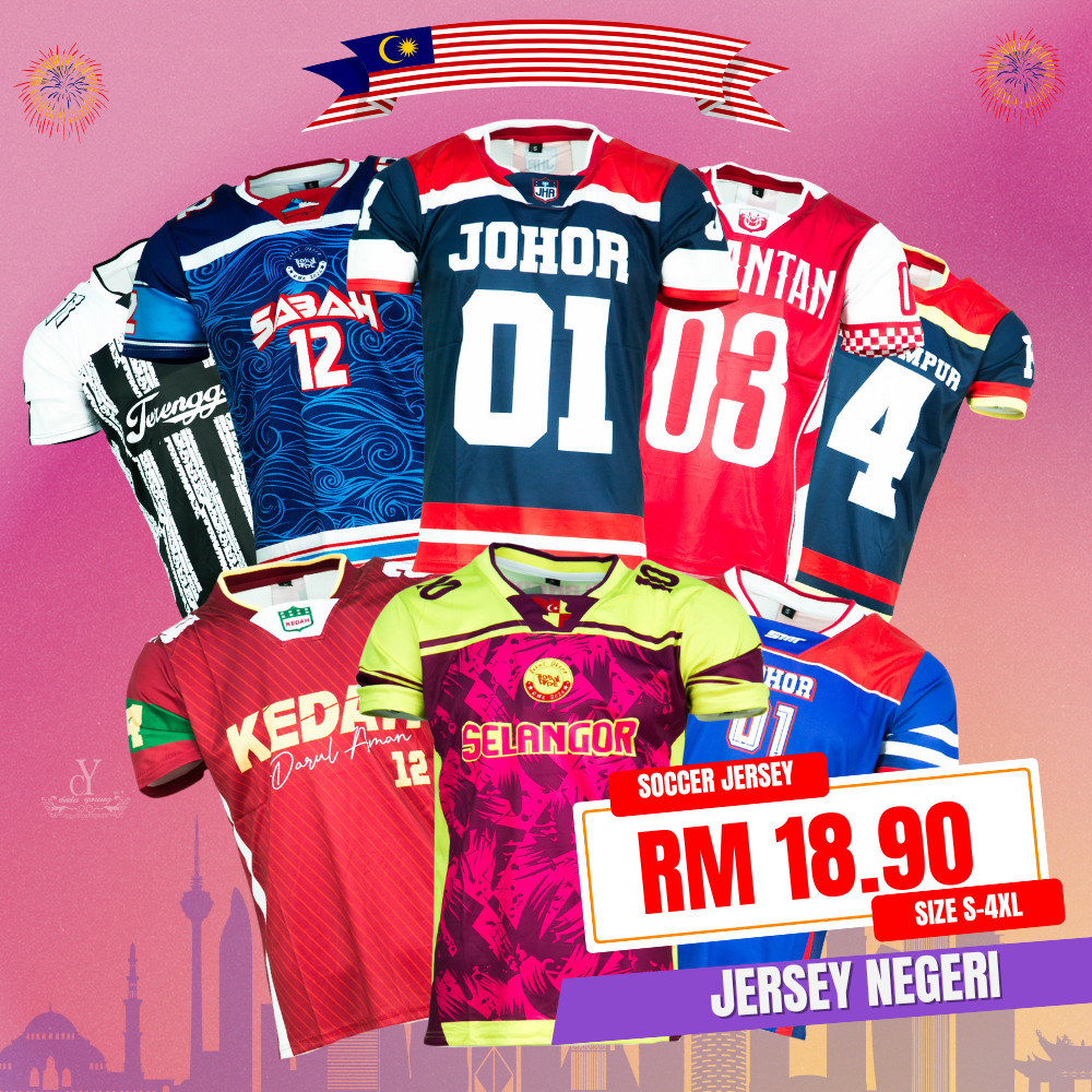 CY 24628(S-4XL)Jersey Negeri /Baju Bola Malaysia / Baju Jersi /JOHOR/ SELANGOR/KELANTAN/TERENGGANU