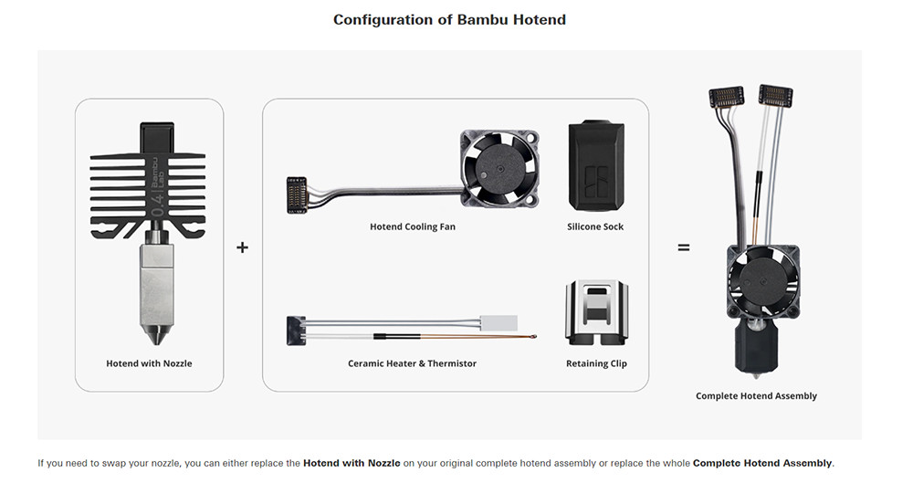 Bambu lab p1 complete hotend assembly - p1 series