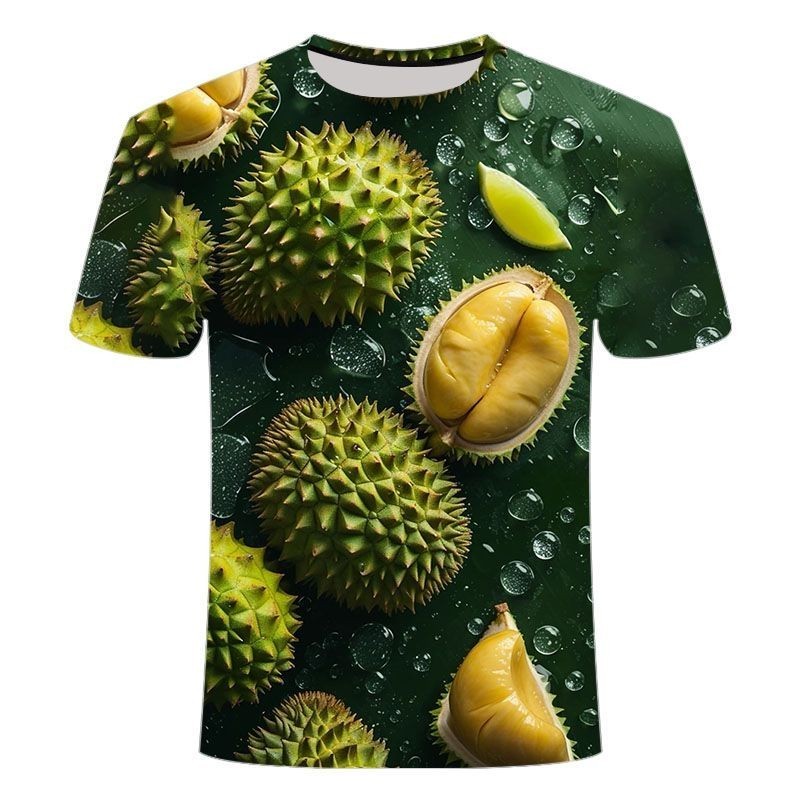 2024 Summer New Style Durian Series 3D Printing Unique Fashion Trend Primary Middle School Students Men Women Short Sleeves