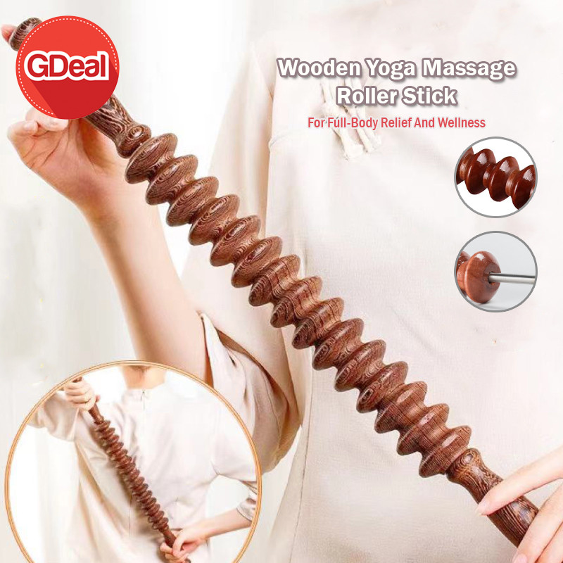GDeal Wooden Yoga Massage Roller Stick Slim And Versatile For Full-Body Relief And Wellness