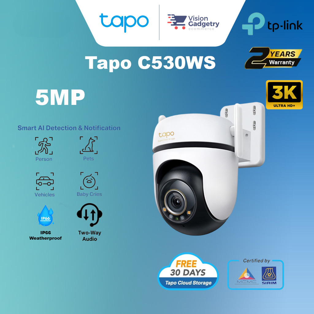 TP-Link Tapo C530WS 3K 5MP Pan/Tilt Outdoor Home Security Wi-Fi