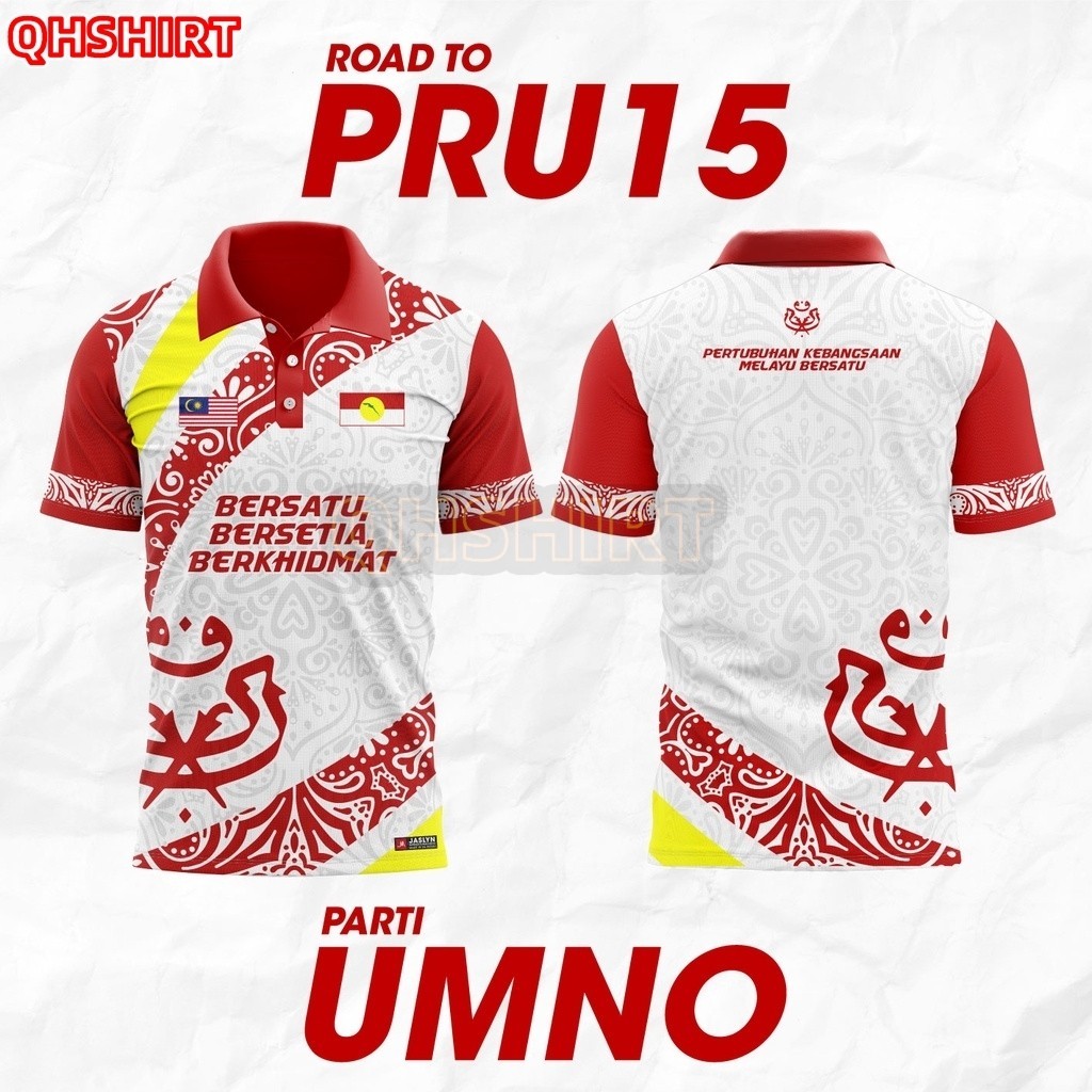 UMNO Jersey PRU 15 Sublimation Tshirt / Baju Microfiber Jersi / Jersey Sublimation / Tshirt Jersey