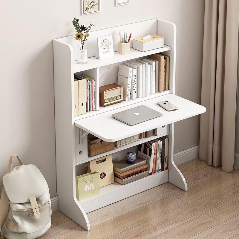 MY7  Folding Computer Wood MY7  Soild Office Table Bedroom Multifunctional Study Desk With Bookshelf  MY7