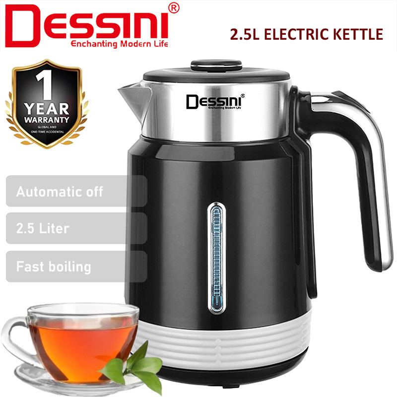 DESSINI ITALY 2.5L Stainless Steel Electric Kettle Automatic Cut Off Boiler Jug Teapot / Cerek