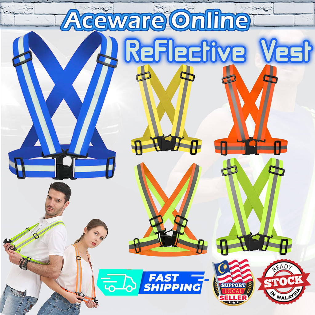 Safety Vest Reflective Belt with Grey Straps Coat Elastic Belt Fabric Reflecting High Visibility Jaket Keselamatan