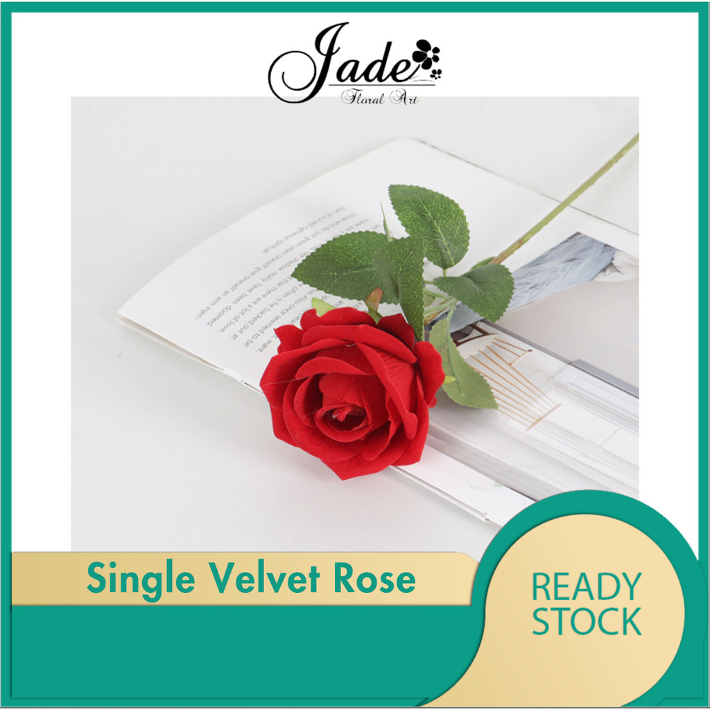 1 HEAD ARTIFICIAL VELVET ROSE / VINTAGE ROSE/ BUNGA ROS/ BUNGA HIASAN / ARTIFICIAL FLOWER / RED ROSE/ ROSE BOUQUET