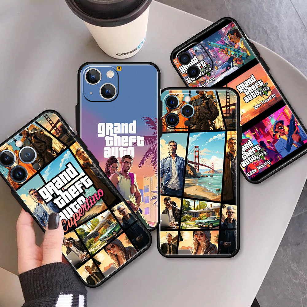 Grand Theft Auto TPU Cover Camera Protection Silicone Soft Phone Case Apple iPhone 15 16 PRO MAX PLUS