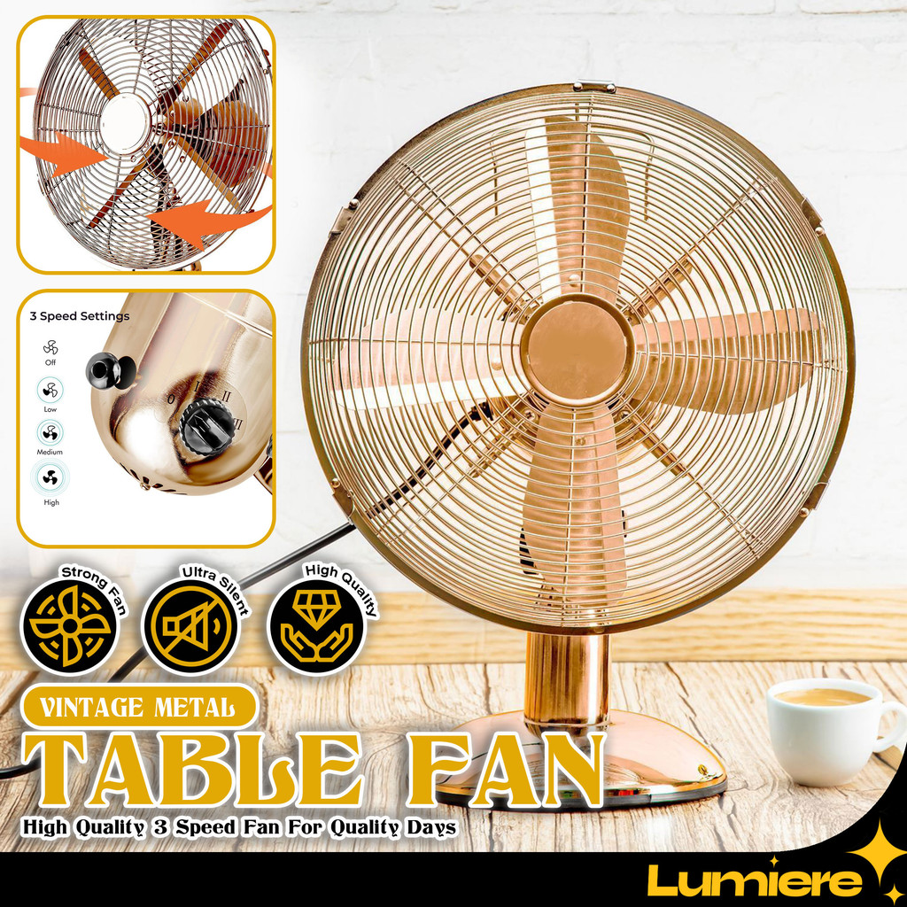 LUMIERE Metal Fan 12" Antique Desk Table Fan Antique Desk Table Fan Antique Desk Table Fan 12 Inch Kipas Meja Industrial