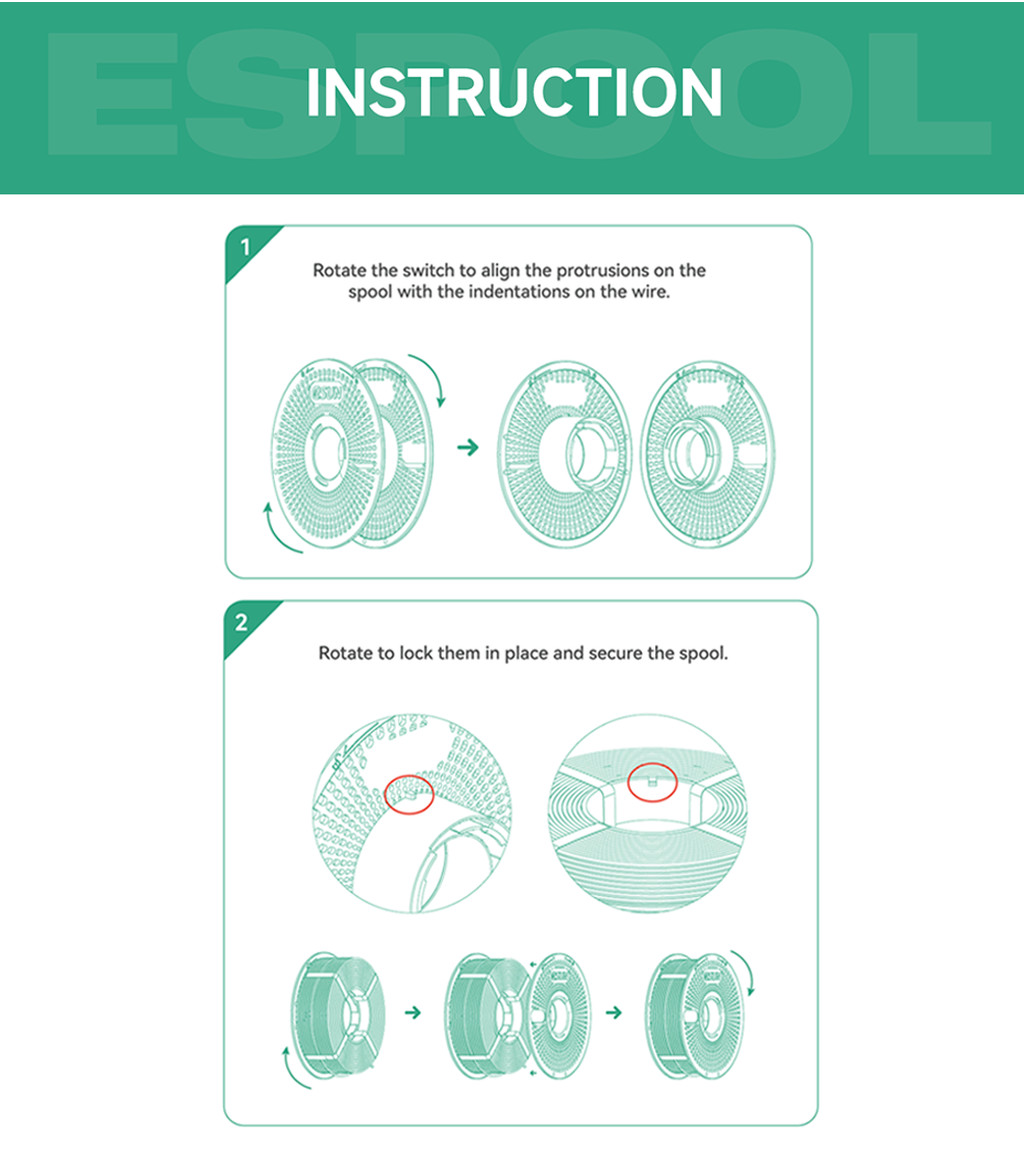 Esun espool+ reusable filament spool for refill filament, bambu lab printer adaptable spool, removable filament spool