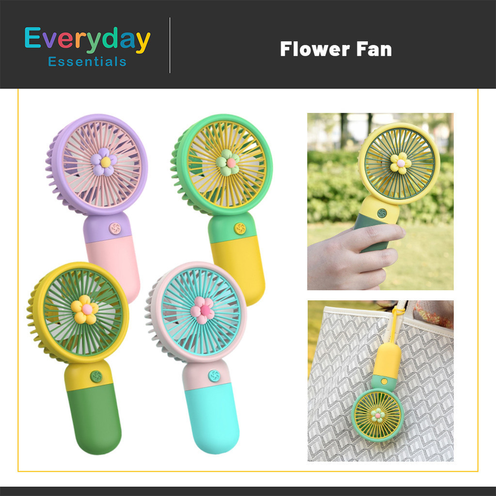 【E.E】Rechargeable Portable Handy Mini Fan Strong Wind Kipas Pegang USB Charge Cute Flower Safe Easy Carry Usb便携式USB充电小风扇