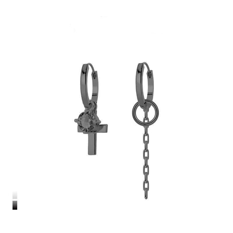 Cross Chain Jewelry Earrings Male Anti-Lost ins Hip-Hop Asymmetric Earrings Earrings