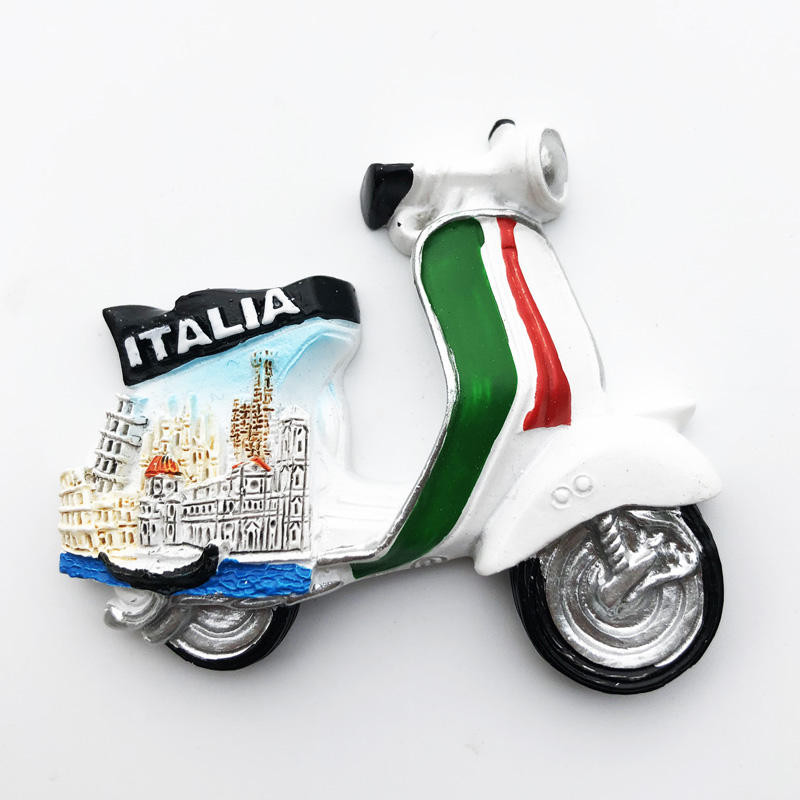 Italian Landmark Construction Scooter Motorcycle Tourist Souvenir Decoration Crafts Magnet Magnet Refrigerator Sticker Gift