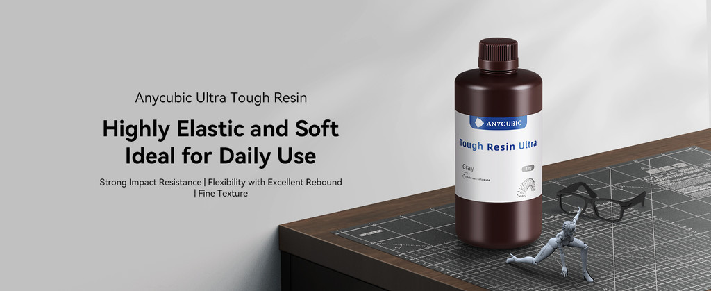 Anycubic tough uv ultra, 1kg durable resin for 3d printer sla printer elastic resin precise durable resin low odor resin