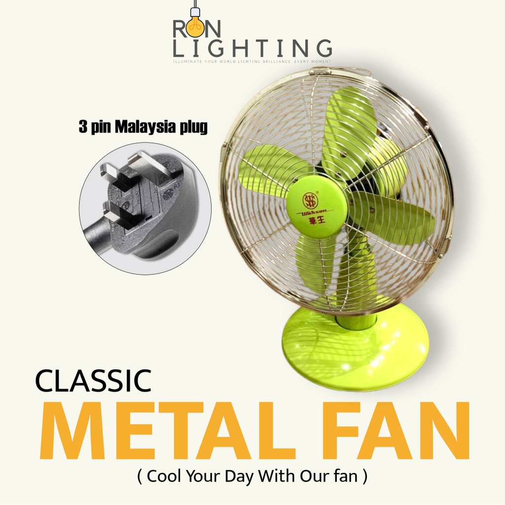 Adjustable Classic Metal Table Fan 60W Fan 3 Mode Cooling Wind Speed Kipas Besi Meja Strong Wind Fan Office Kitchen Fan