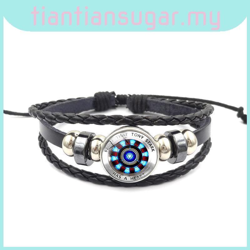 Love Unique I You Iron Man Energy Reactor Bracelet Artisan Leather Faux Jewelry