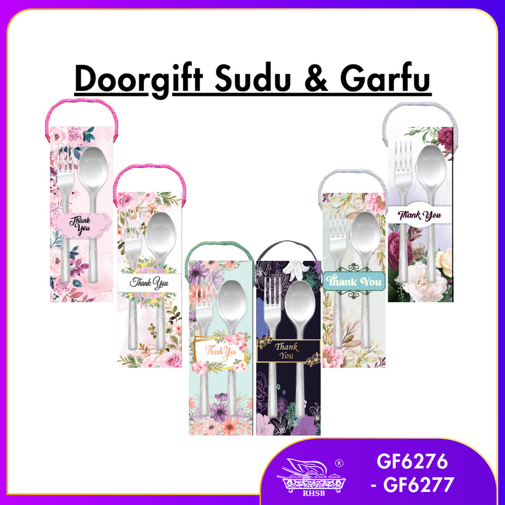 1SET PROMOSI DOORGIFT SUDU GARFU / STAINLESS STEEL CUTLERY / DOORGIFT SPOON AND FORK / SUDU DAN GARFU