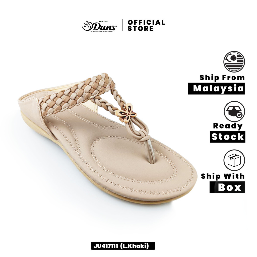 Dan's Selipar Ringan Wanita / Perempuan -  Hitam / Khaki Muda JU417111