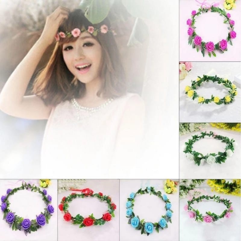Flower Crown Hoop fairy Bridal Headband Wreath Wedding Bunga Penganting Tunang Nikah Bridemaid Floral 花环新娘伴娘