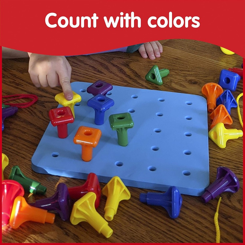 EDX Education Geo Pegs and Peg Board Set 36 Pegs in 3 Shapes and 6 ...