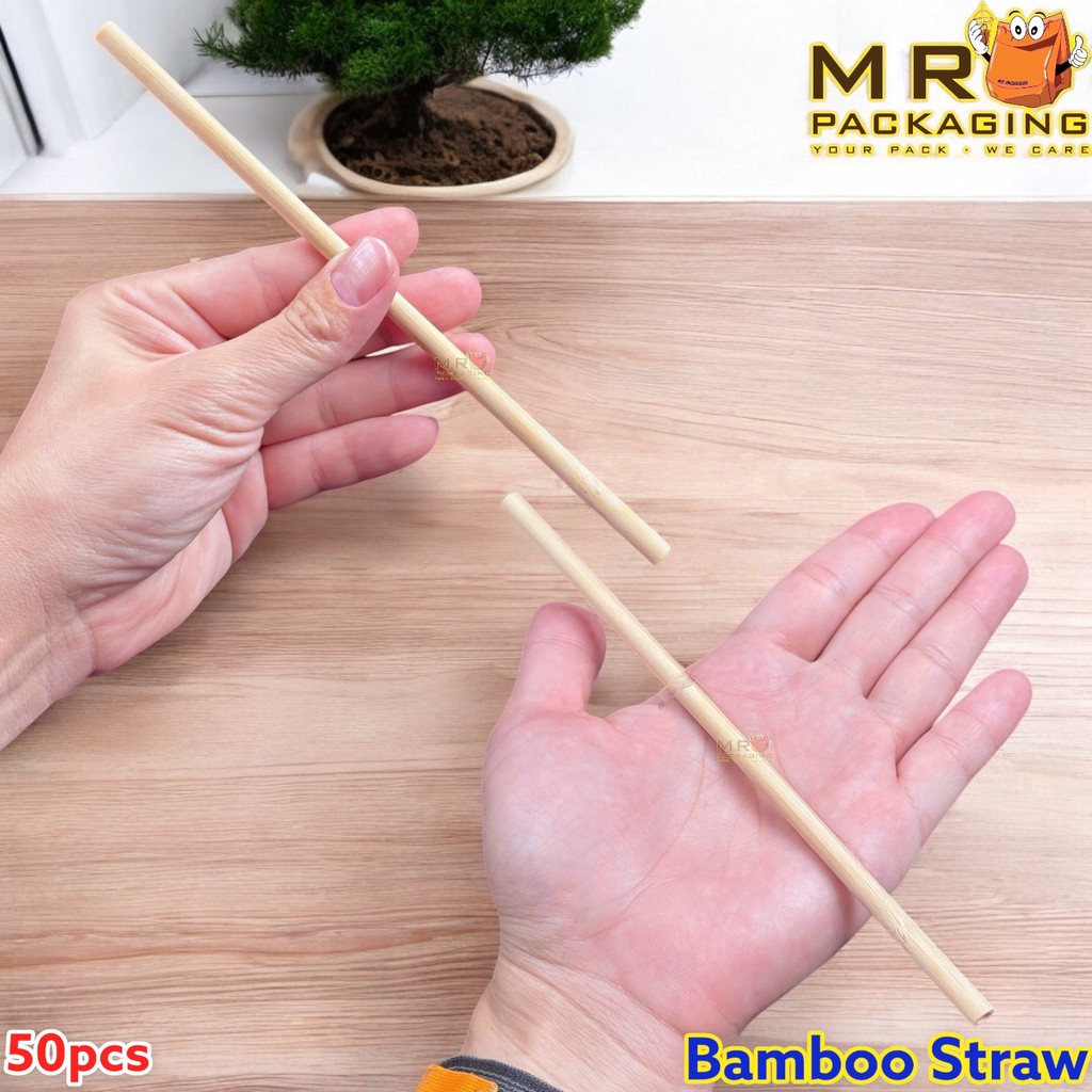 8" Bamboo Straw [ 50pcs± ] Disposable Straw - 20cm Bamboo Straw Buluh 8 inch 8 "