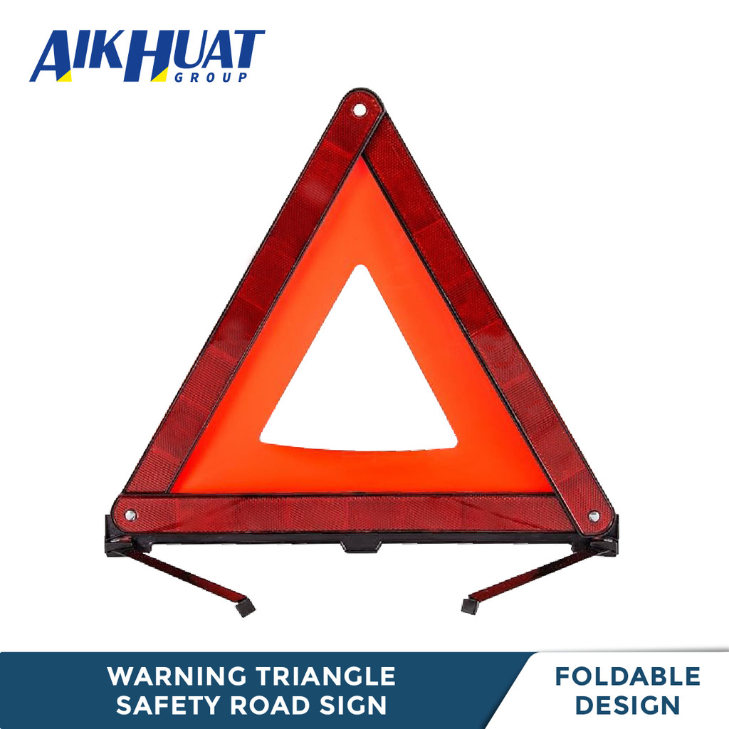 Car Warning Sign Emergency Safety Stop Sign Hazard Road Warning Reflective Triangle Stand Foldable Segitiga Kecemasan