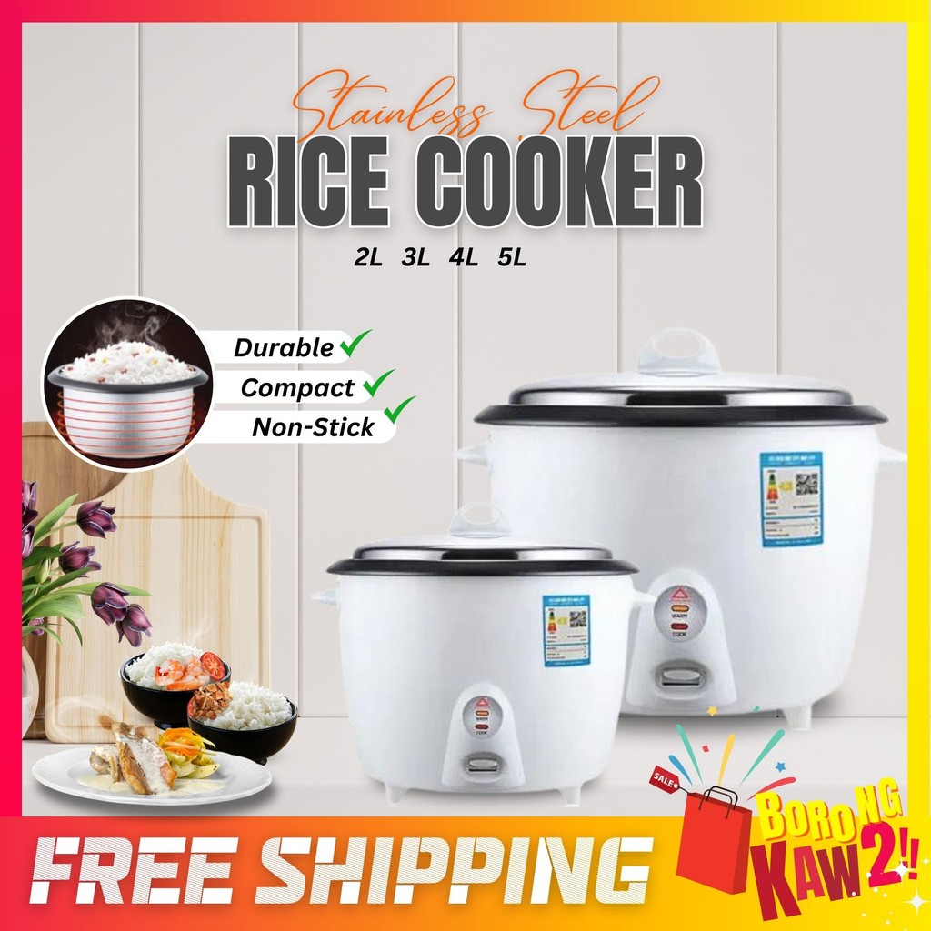 2L 3L 4L 5L Stainless Steel Electric Rice Cooker Steamer Periuk Nasi Elektrik Kecil 1.2L Small Rice Cooker Mini Warmer