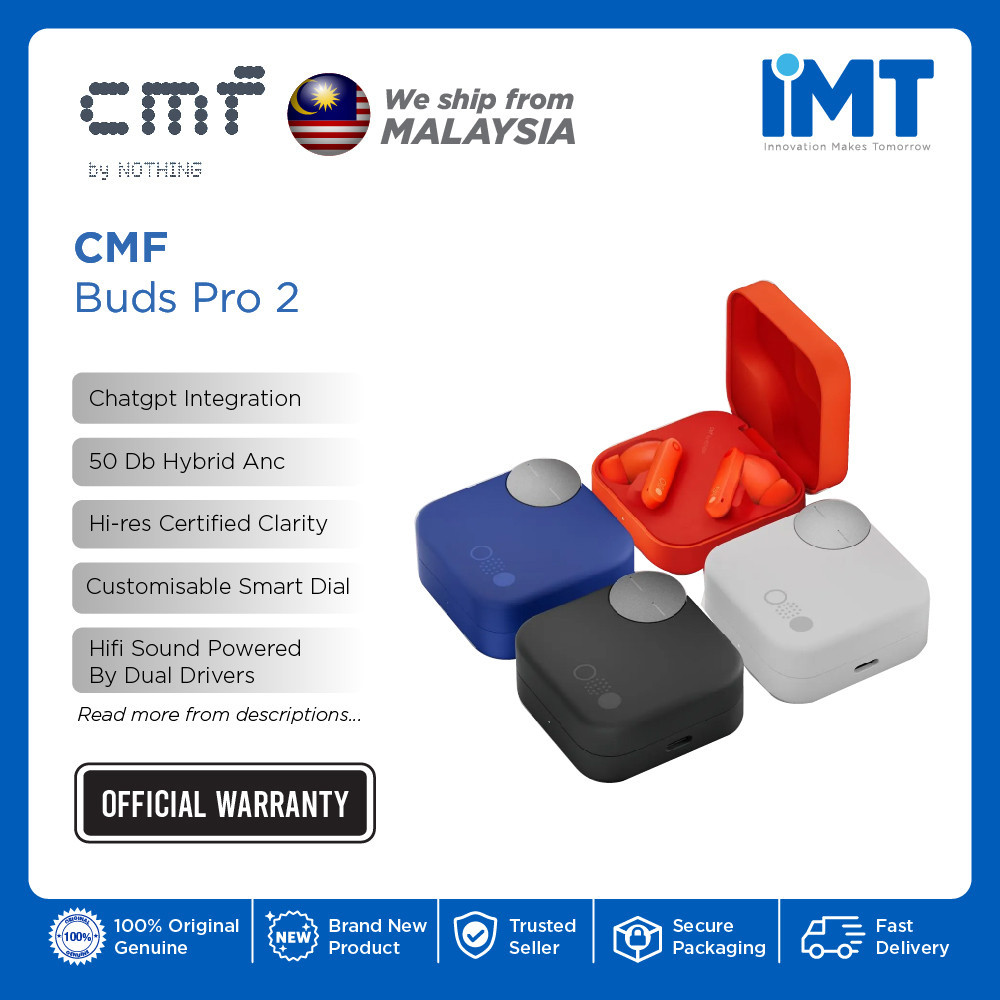 CMF Buds Pro 2 Wireless Earbuds | 50dB HYBRID ANC | ChatGPT INTEGRATION | IP55 Dust Water Resistant