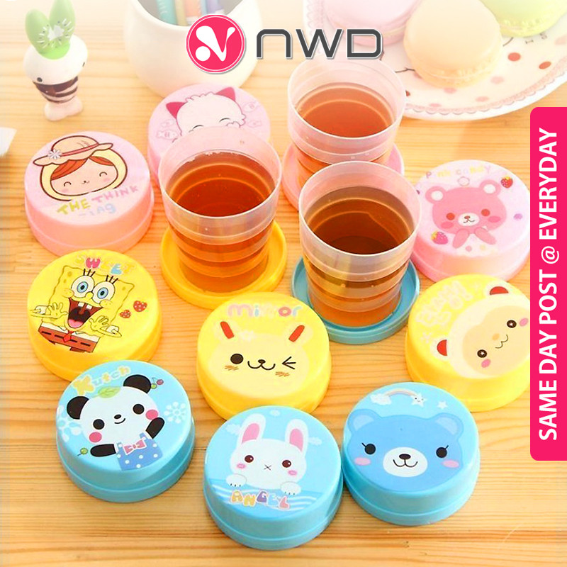 《 》 Portable Travel Cartoon Foldable Cup Collapsible Water Bottle Cawan Lipat 折叠水杯 NWD