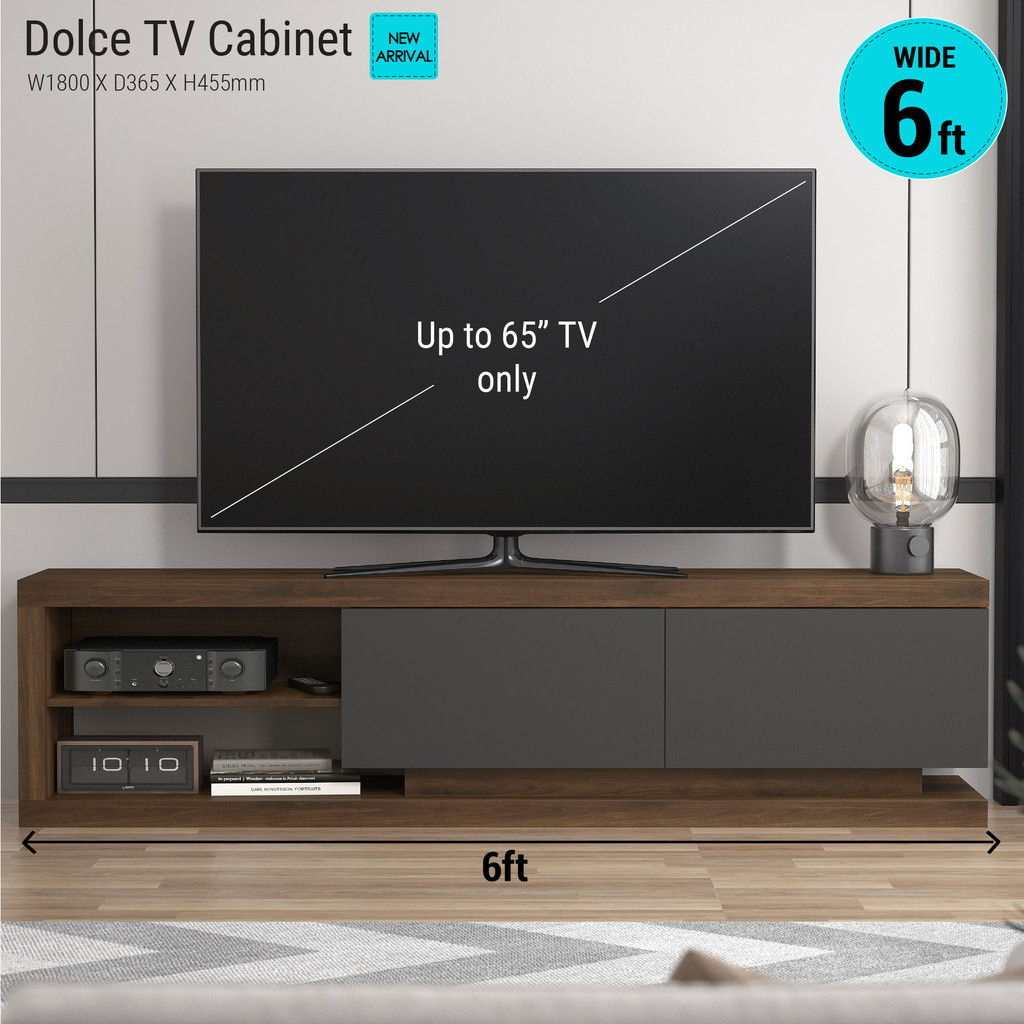 Synergy House Dolce 6ft Tv Cabinet Up to 65inch Tv - Kabinet Tv - Tv Cabinet 65Inchi - Kabinet Rak