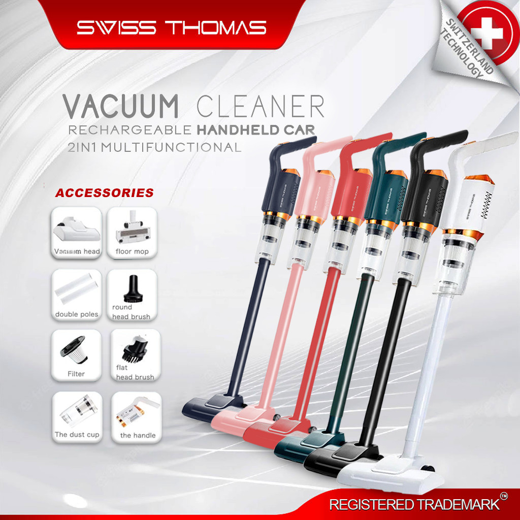 Swiss Thomas Cordless Vacuum Cleaner With Mop Pad Rechargeable Handheld Car Household Vacuum Cleaner, Vacum Rumah