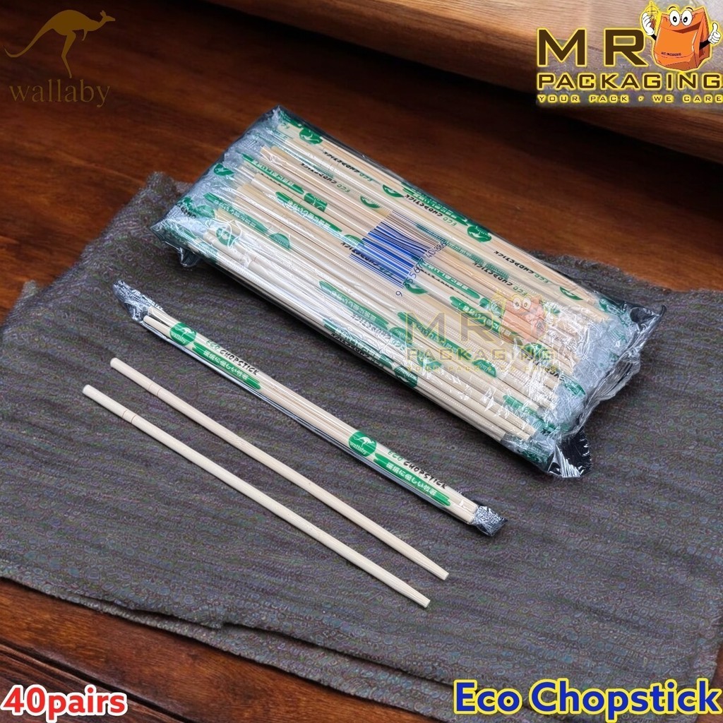 Bamboo Chopstick [ 40pairs ] Hygienic Economy Chopstick - Disposable Bamboo Cutlery MTL Wallaby Eco Chopstick