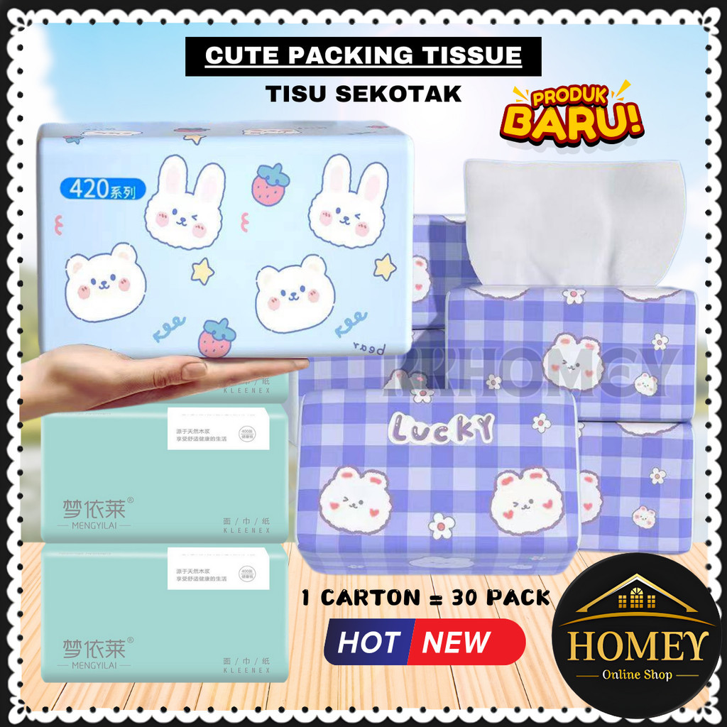 Tissue Paper Meng Yi Lei MYL 4Ply 400pcs 1 carton Tisu House Use Tissue Paper Tisu Baby Raw Wood Pulp Soft Tissue