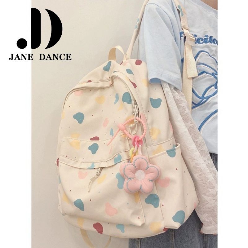 JANE DANCE Ins Cartoon Print Backpack Harajuku Ulzzang Japanese Versatile Soft Girl School Bag Backpack